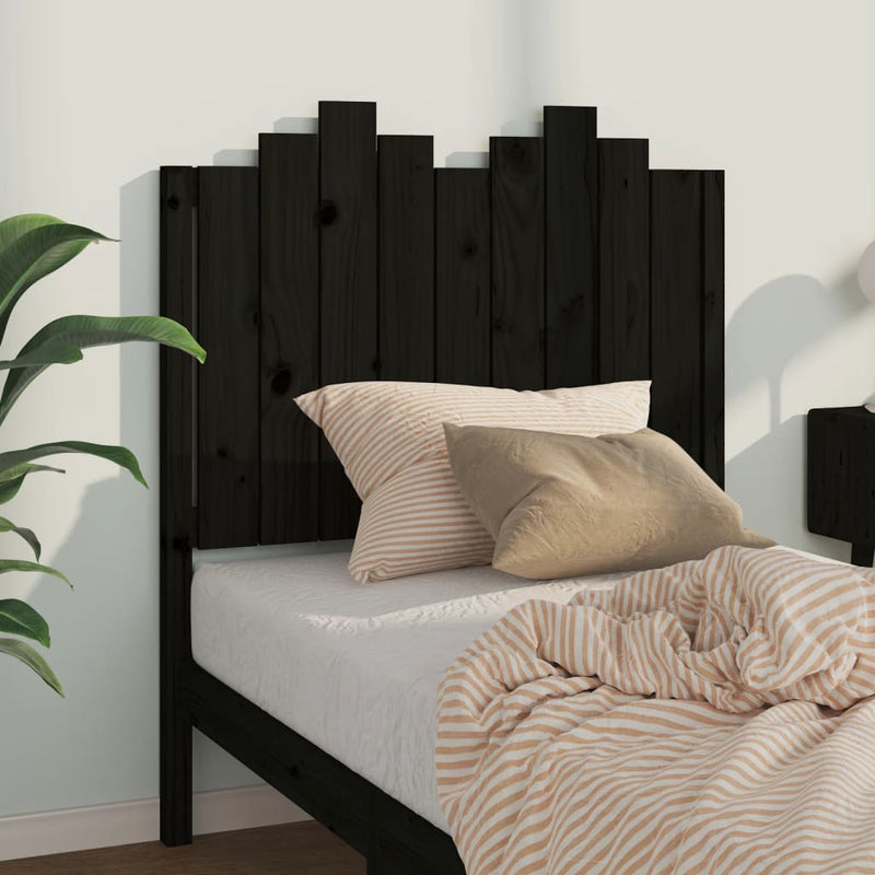vidaXL fekete tömör fenyőfa ágyfejtámla 96x4x110 cm