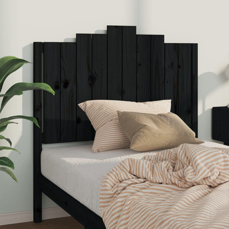vidaXL fekete tömör fenyőfa ágyfejtámla 106x4x110 cm