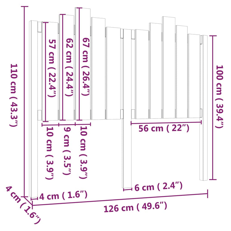 vidaXL szürke tömör fenyőfa ágyfejtámla 126x4x110 cm