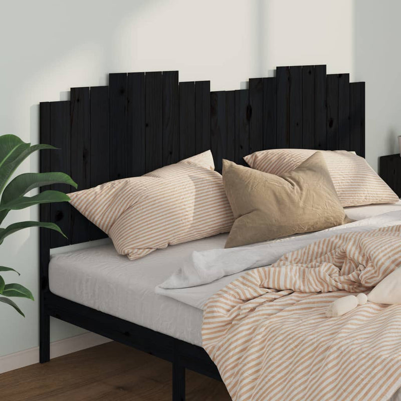 vidaXL fekete tömör fenyőfa ágyfejtámla 206x4x110 cm