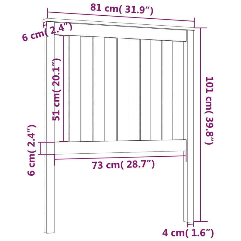 vidaXL tömör fenyőfa ágyfejtámla 81x6x101 cm
