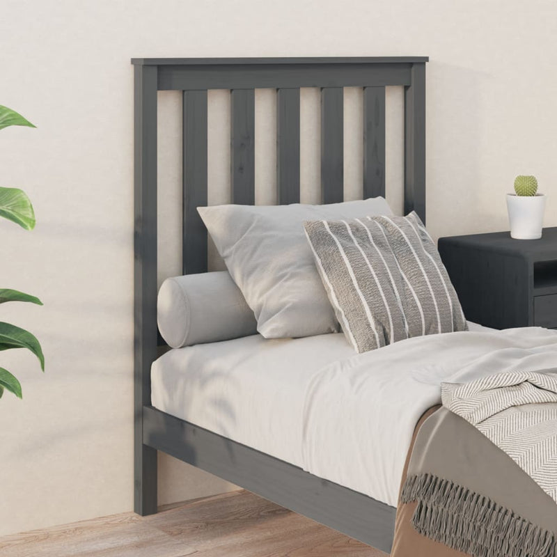 vidaXL szürke tömör fenyőfa ágyfejtámla 81x6x101 cm