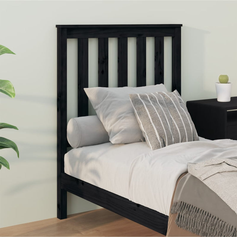 vidaXL fekete tömör fenyőfa ágyfejtámla 81x6x101 cm