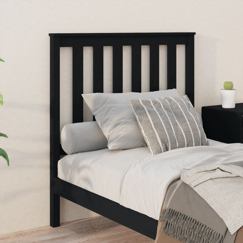 vidaXL fekete tömör fenyőfa ágyfejtámla 96 x 6 x 101 cm