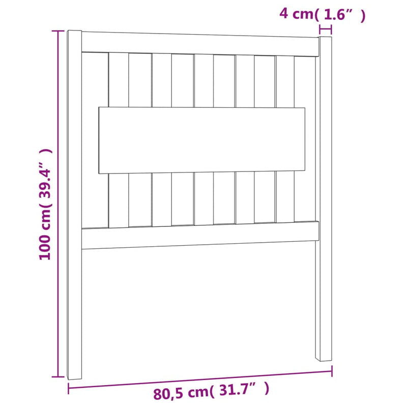 vidaXL fehér tömör fenyőfa ágyfejtámla 80,5x4x100 cm