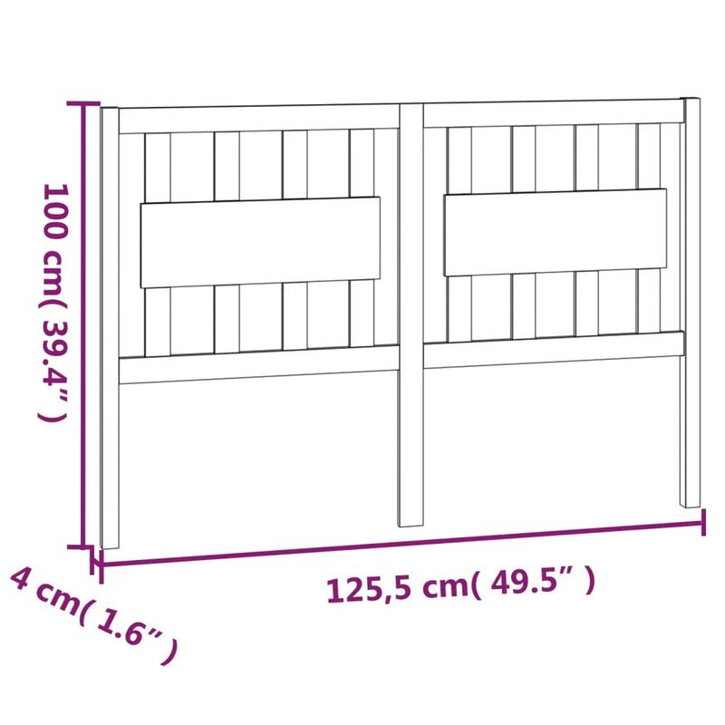 vidaXL tömör fenyőfa ágyfejtámla 125,5 x 4 x 100 cm