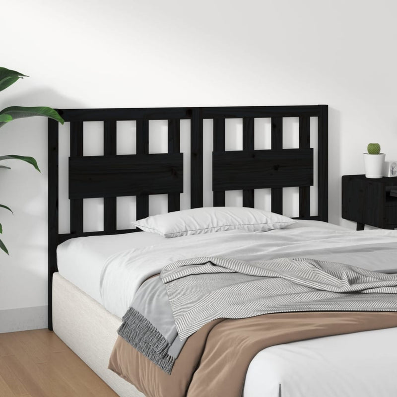 vidaXL fekete tömör fenyőfa ágyfejtámla 125,5 x 4 x 100 cm