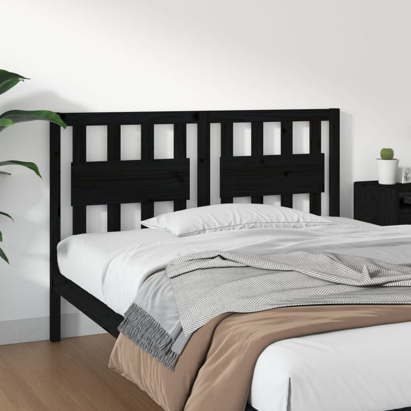 vidaXL fekete tömör fenyőfa ágyfejtámla 125,5 x 4 x 100 cm
