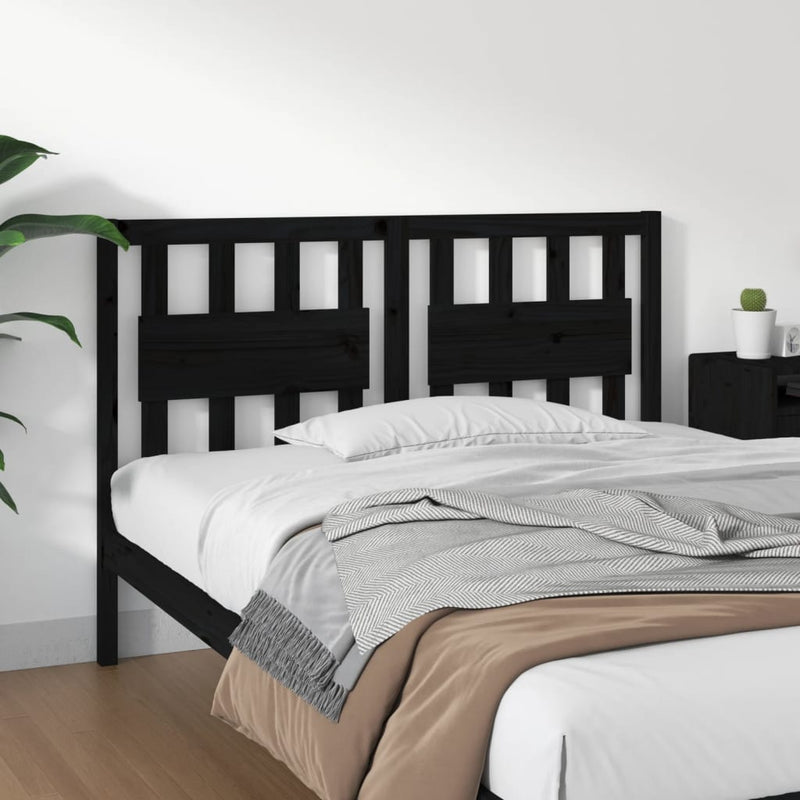 vidaXL fekete tömör fenyőfa ágyfejtámla 145,5 x 4 x 100 cm