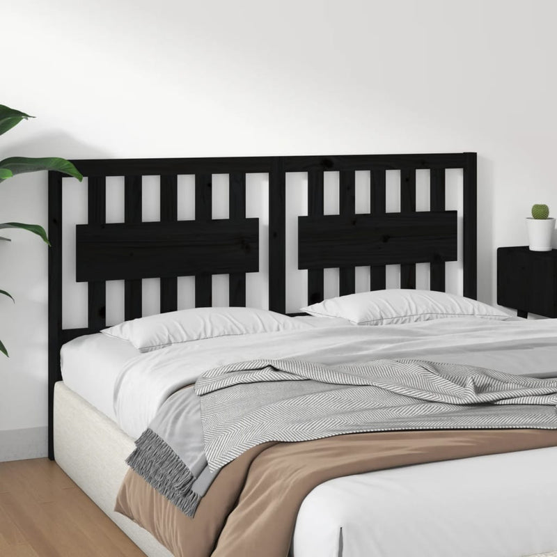 vidaXL fekete tömör fenyőfa ágyfejtámla 155,5x4x100 cm
