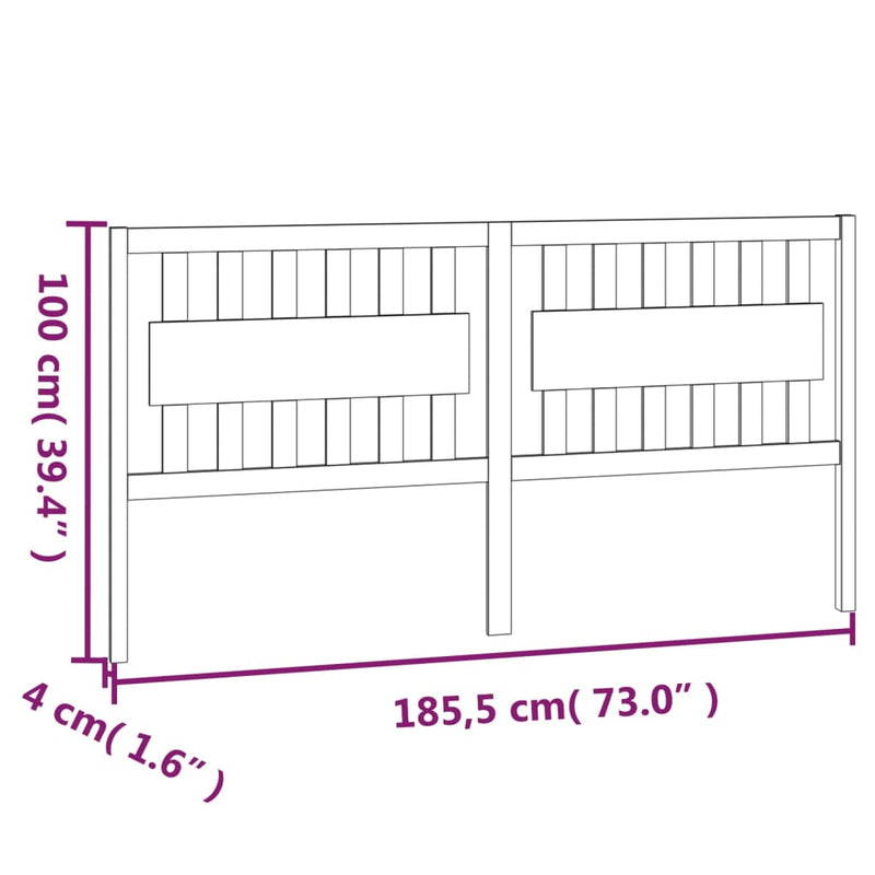 vidaXL szürke tömör fenyőfa ágyfejtámla 185,5x4x100 cm