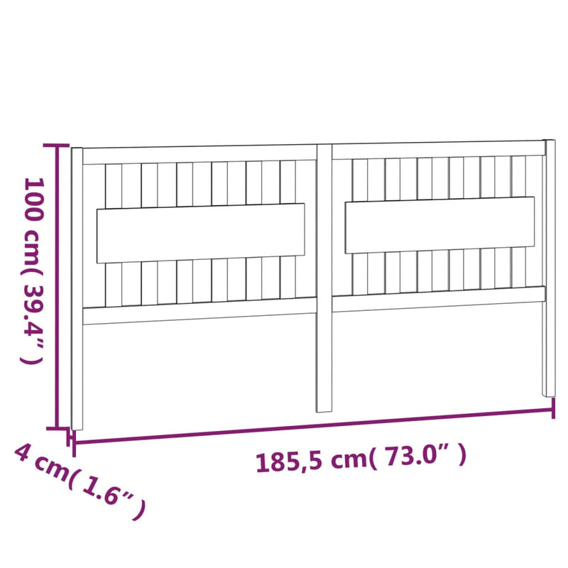 vidaXL mézbarna tömör fenyőfa ágyfejtámla 185,5x4x100 cm