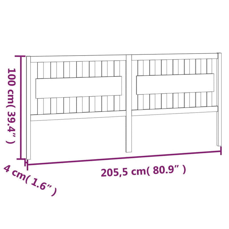 vidaXL mézbarna tömör fenyőfa ágyfejtámla 205,5x4x100 cm