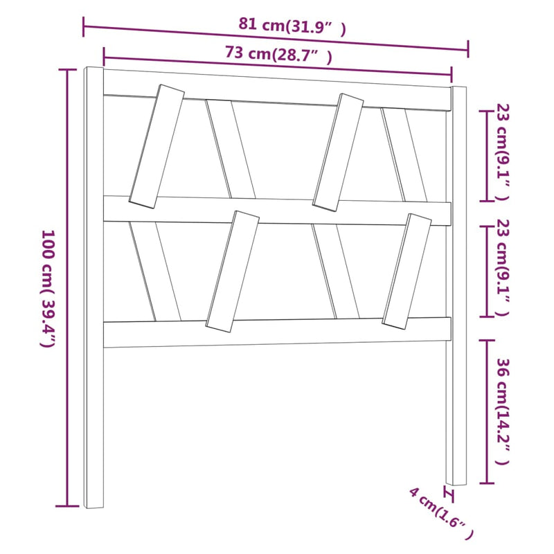 vidaXL fekete tömör fenyőfa ágyfejtámla 81 x 4 x 100 cm