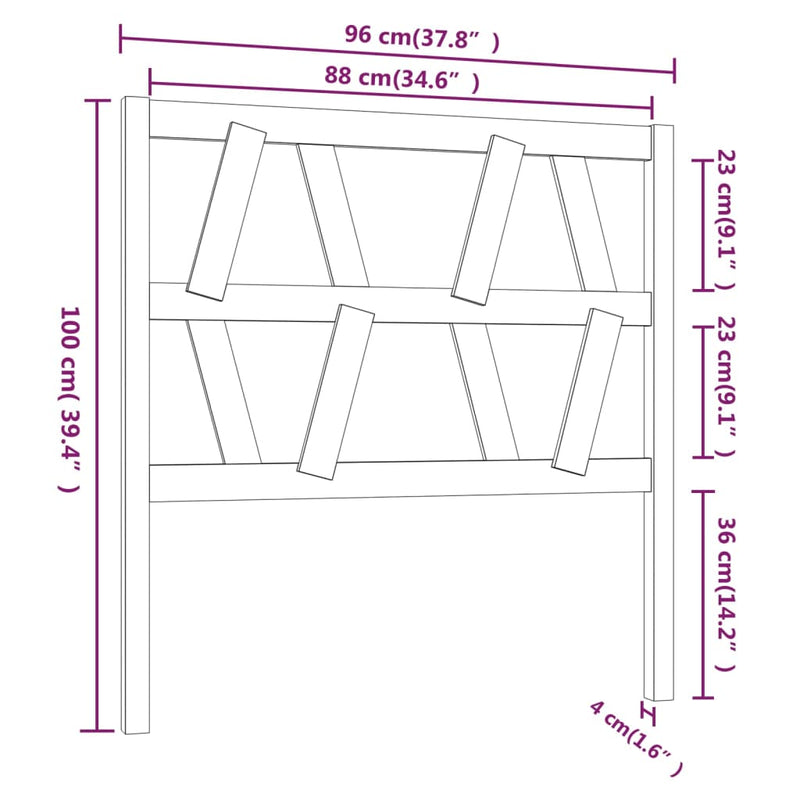 vidaXL mézbarna tömör fenyőfa ágyfejtámla 96 x 4 x 100 cm