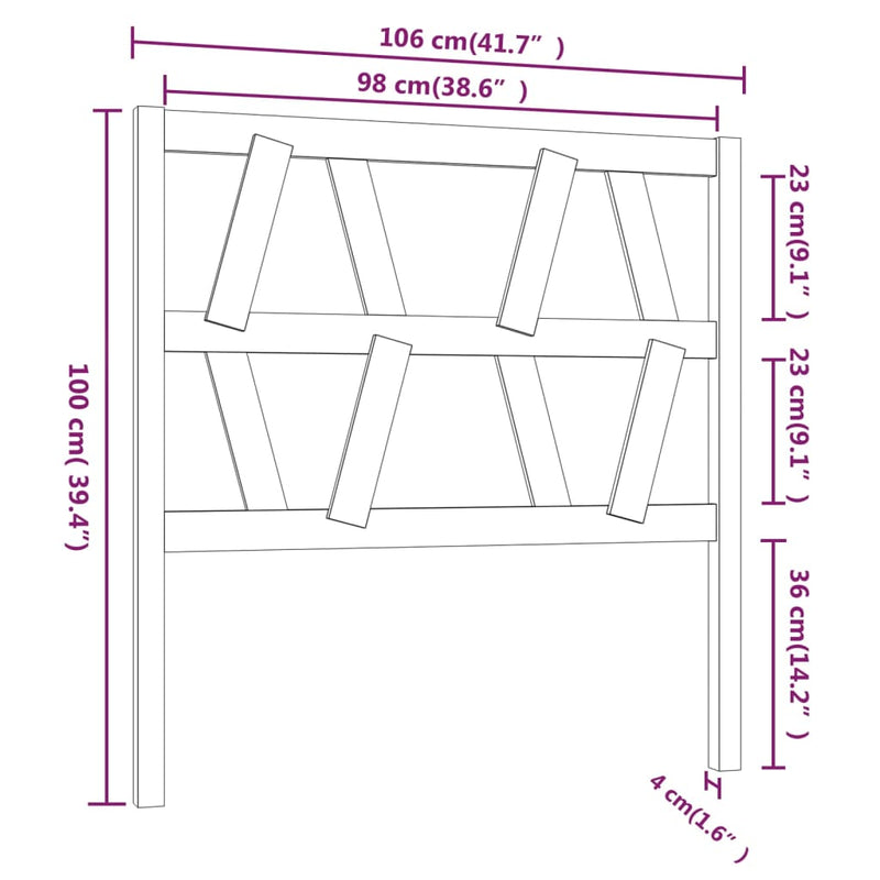 vidaXL tömör fenyőfa ágyfejtámla 106 x 4 x 100 cm