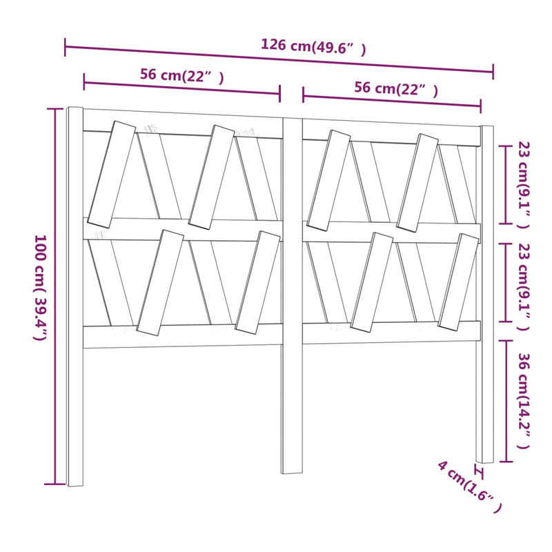 vidaXL fehér tömör fenyőfa ágyfejtámla 126 x 4 x 100 cm