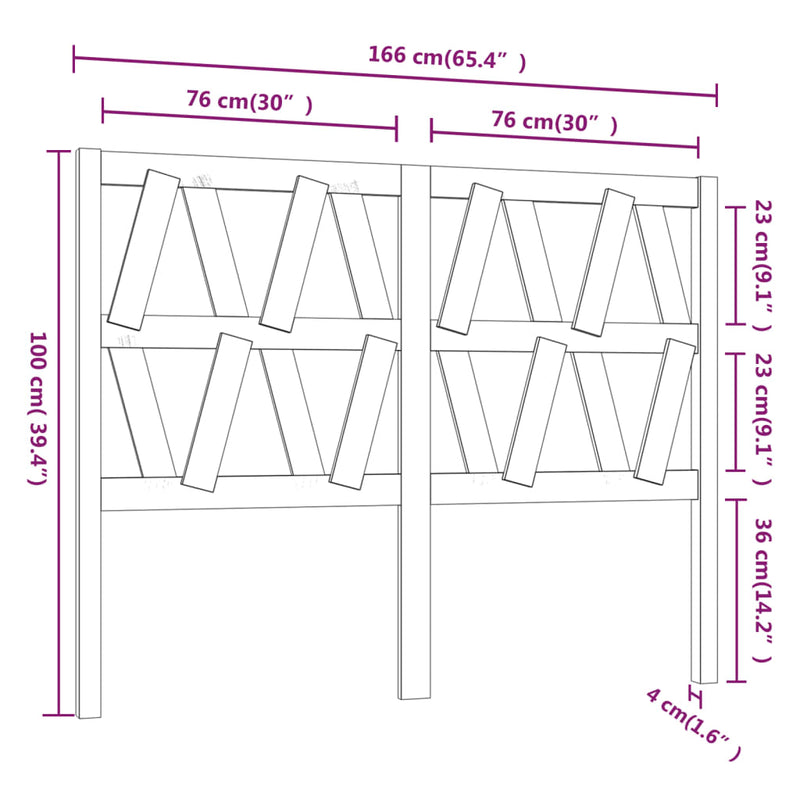 vidaXL fekete tömör fenyőfa ágyfejtámla 166 x 4 x 100 cm