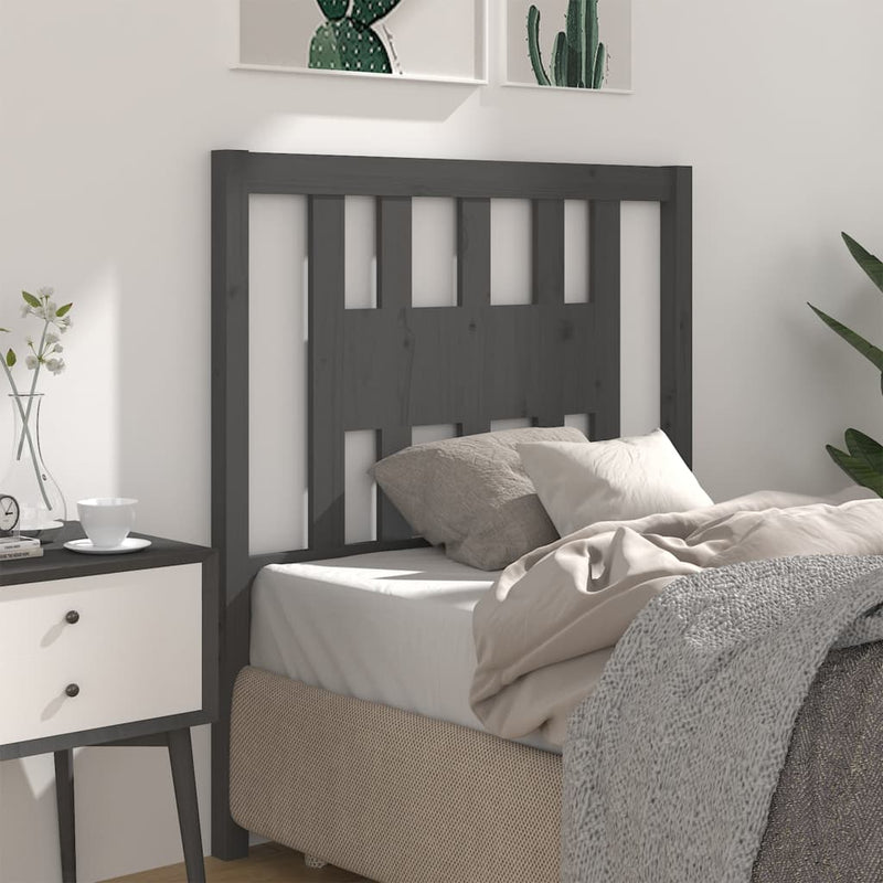 vidaXL szürke tömör fenyőfa fejtámla 81 x 4 x 100 cm