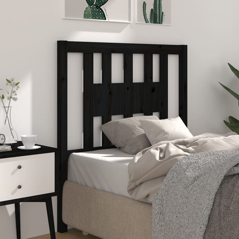 vidaXL fekete tömör fenyőfa fejtámla 106 x 4 x 100 cm