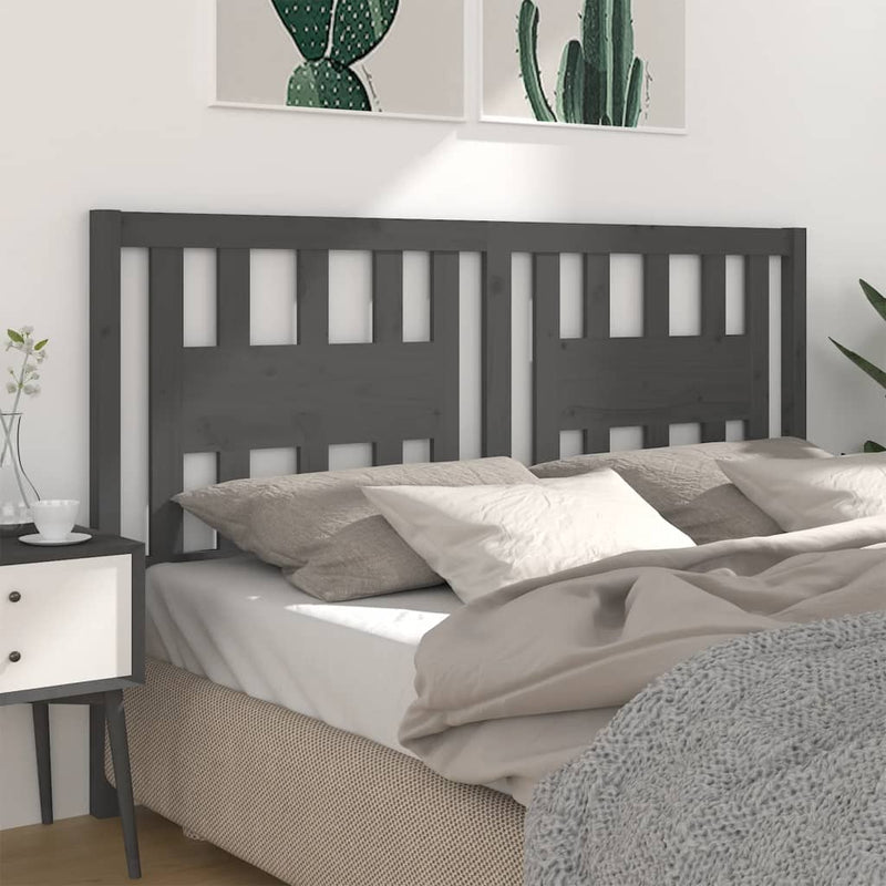 vidaXL szürke tömör fenyőfa fejtámla 126x4x100 cm