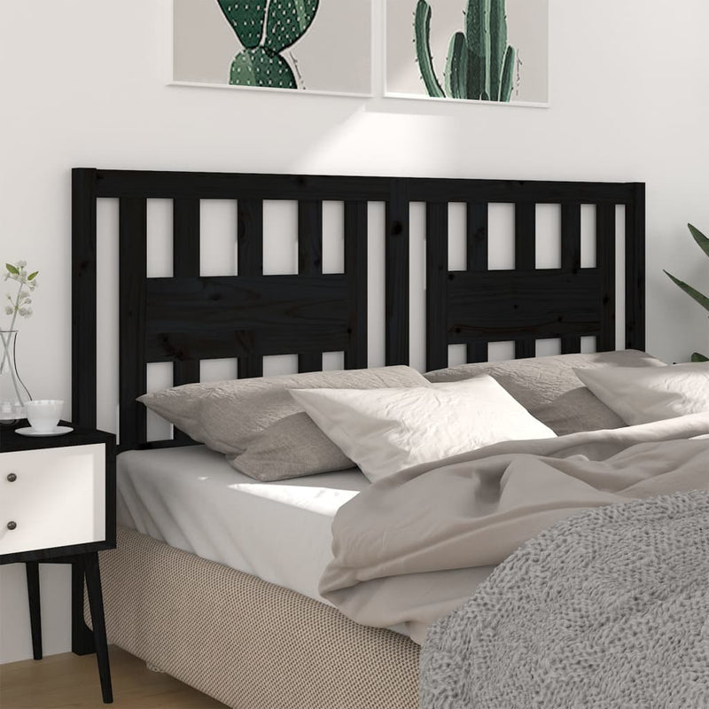 vidaXL fekete tömör fenyőfa fejtámla 166 x 4 x 100 cm