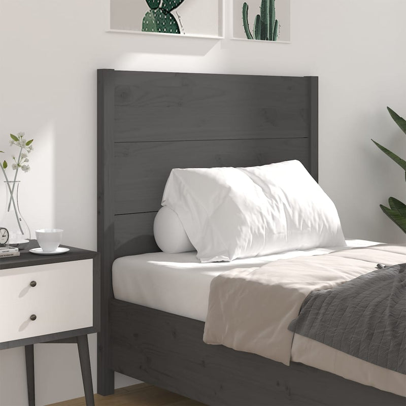 vidaXL szürke tömör fenyőfa fejtámla 81 x 4 x 100 cm