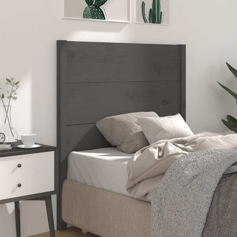 vidaXL szürke tömör fenyőfa fejtámla 81 x 4 x 100 cm