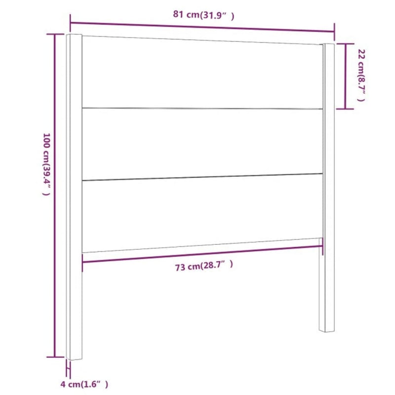 vidaXL mézbarna tömör fenyőfa fejtámla 81 x 4 x 100 cm
