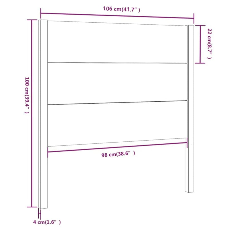 vidaXL fehér tömör fenyőfa fejtámla 106 x 4 x 100 cm