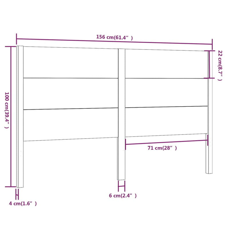vidaXL fehér tömör fenyőfa fejtámla 156 x 4 x 100 cm