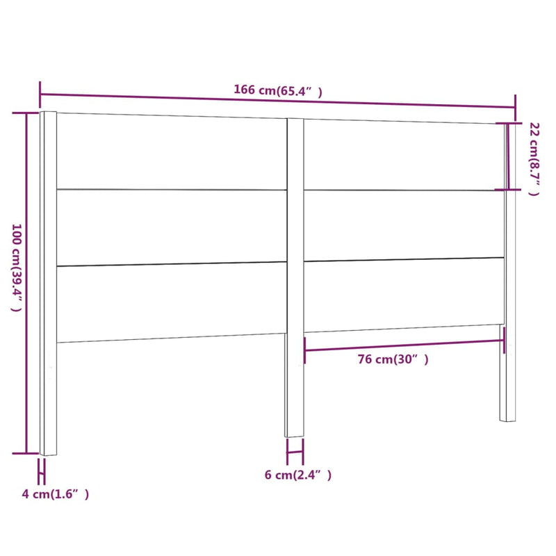 vidaXL fehér tömör fenyőfa fejtámla 166 x 4 x 100 cm