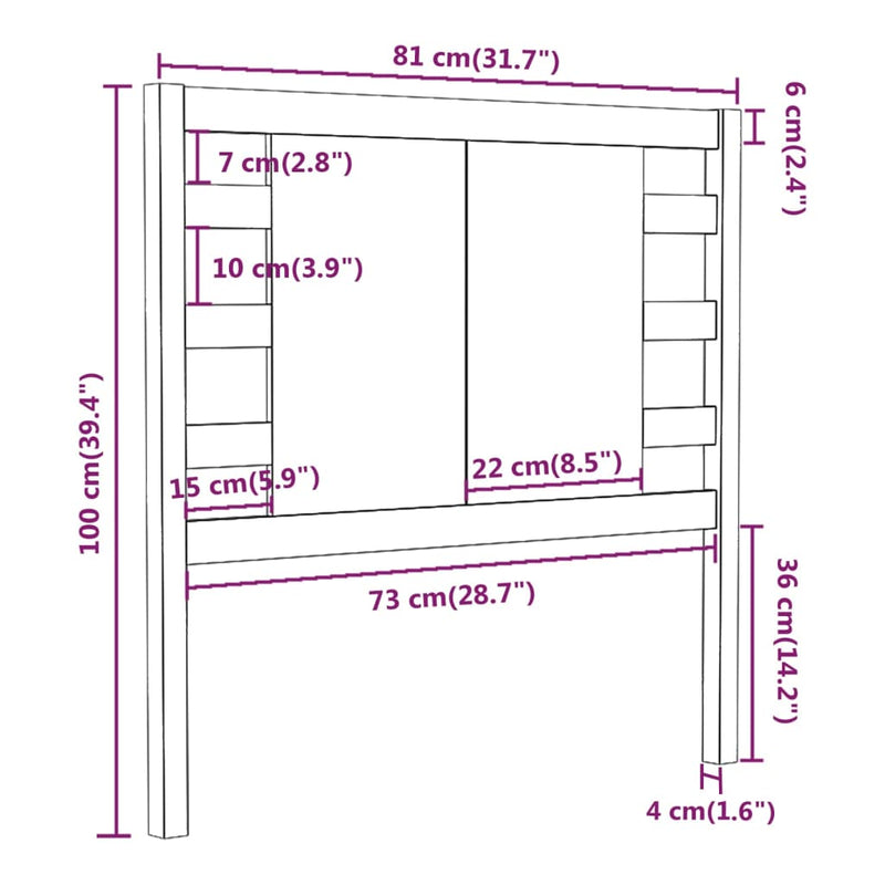 vidaXL tömör fenyőfa fejtámla 81 x 4 x 100 cm