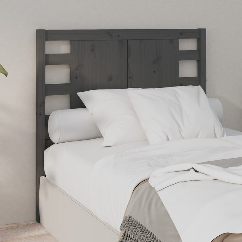 vidaXL szürke tömör fenyőfa fejtámla 81 x 4 x 100 cm
