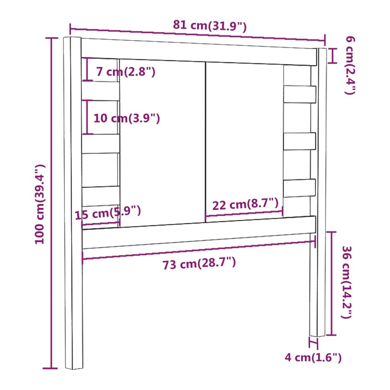 vidaXL fekete tömör fenyőfa fejtámla 81 x 4 x 100 cm