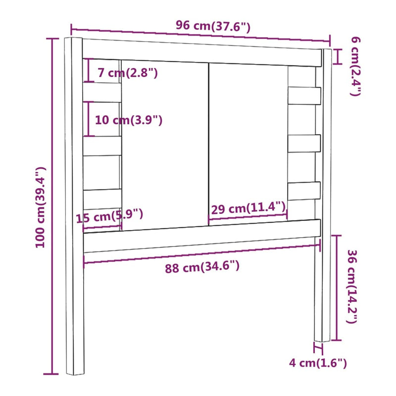 vidaXL tömör fenyőfa fejtámla 96 x 4 x 100 cm