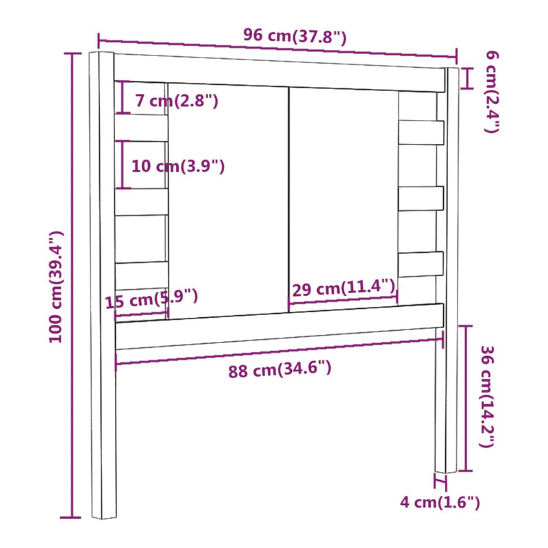 vidaXL mézbarna tömör fenyőfa fejtámla 96 x 4 x 100 cm