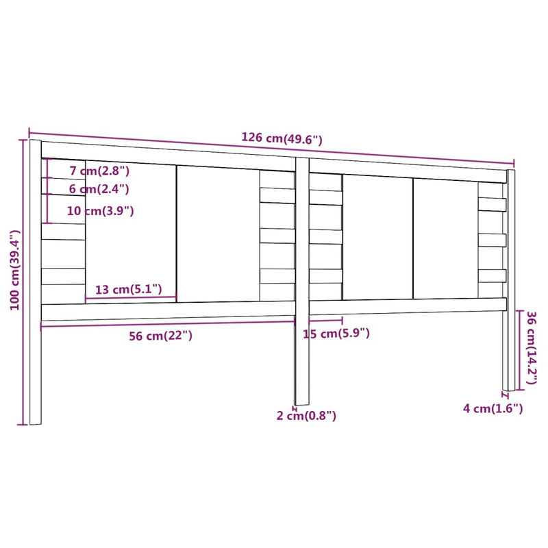 vidaXL tömör fenyőfa fejtámla 126 x 4 x 100 cm