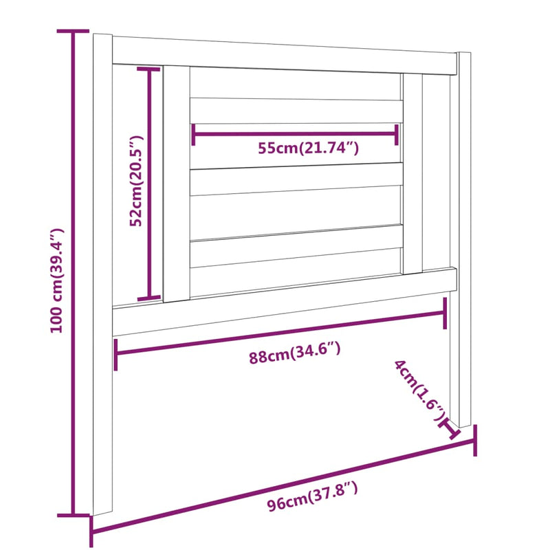 vidaXL fehér tömör fenyőfa ágyfejtámla 96 x 4 x 100 cm