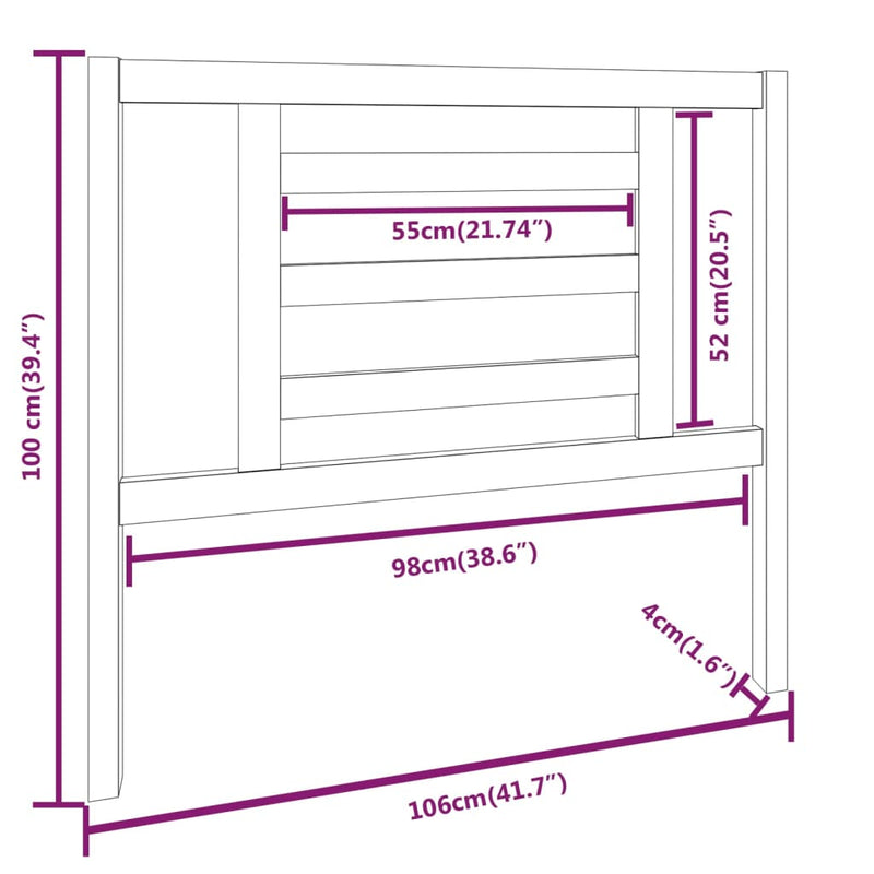 vidaXL szürke tömör fenyőfa ágyfejtámla 106 x 4 x 100 cm