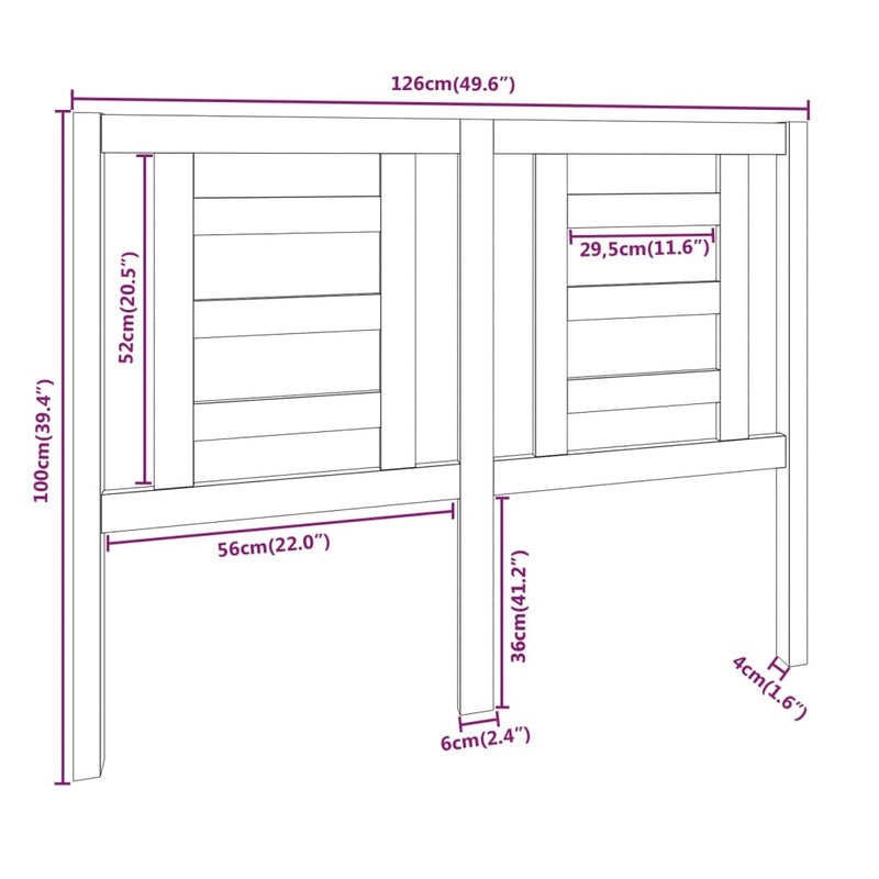 vidaXL fehér tömör fenyőfa ágyfejtámla 126 x 4 x 100 cm