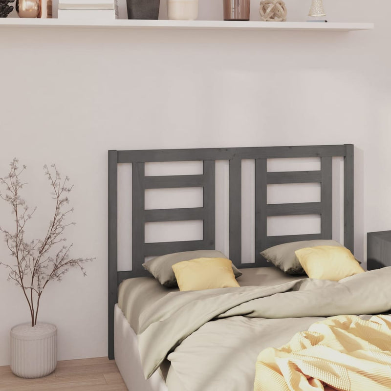 vidaXL szürke tömör fenyőfa ágyfejtámla 126 x 4 x 100 cm