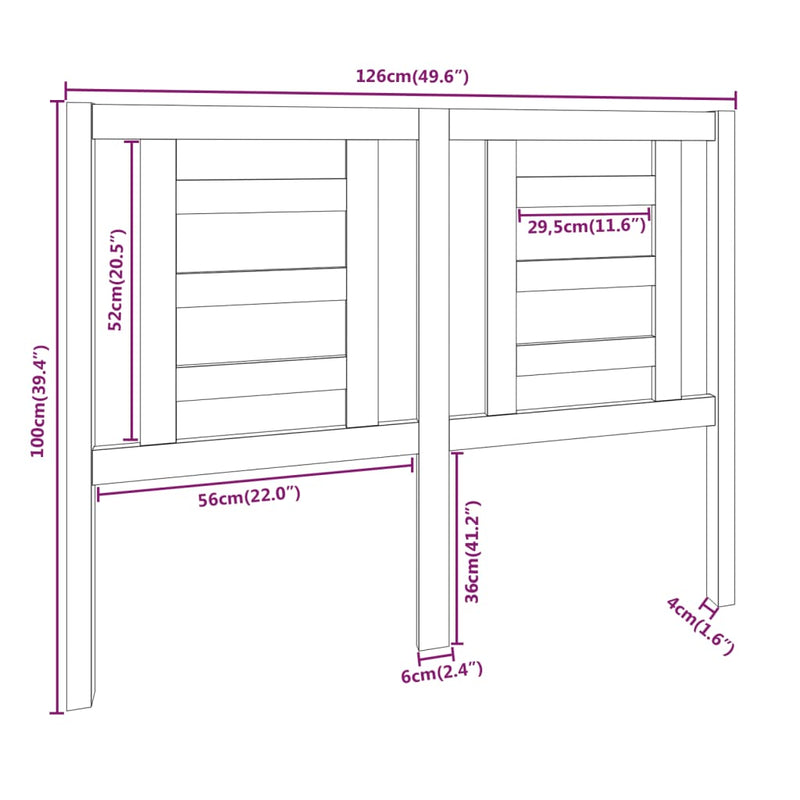 vidaXL mézbarna tömör fenyőfa ágyfejtámla 126 x 4 x 100 cm