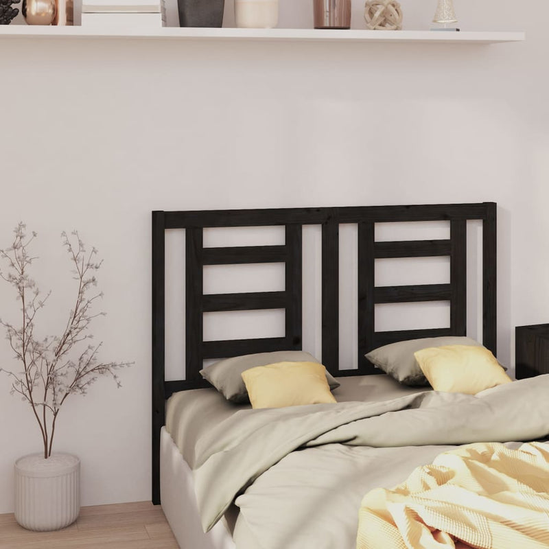 vidaXL fekete tömör fenyőfa ágyfejtámla 126 x 4 x 100 cm