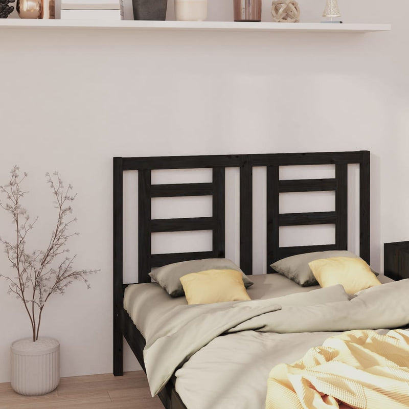 vidaXL fekete tömör fenyőfa ágyfejtámla 126 x 4 x 100 cm