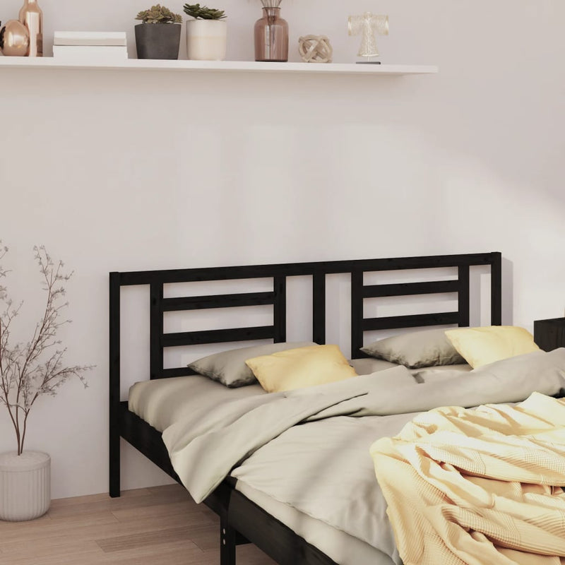 vidaXL fekete tömör fenyőfa ágyfejtámla 166 x 4 x 100 cm