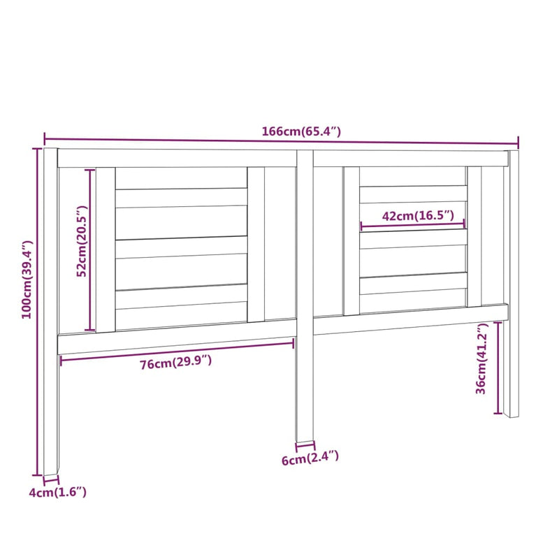 vidaXL fekete tömör fenyőfa ágyfejtámla 166 x 4 x 100 cm