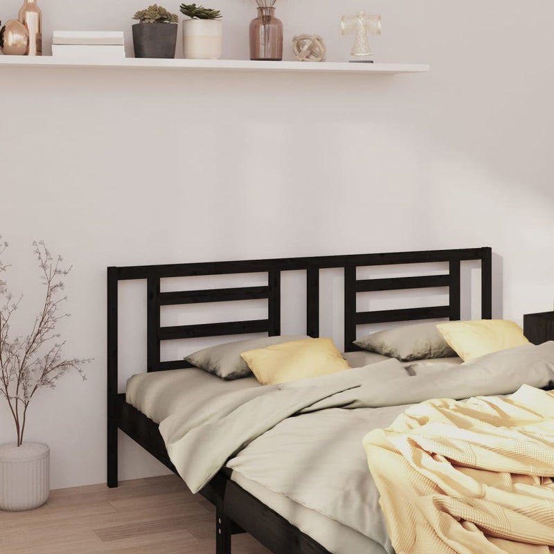 vidaXL fekete tömör fenyőfa ágyfejtámla 206 x 4 x 100 cm