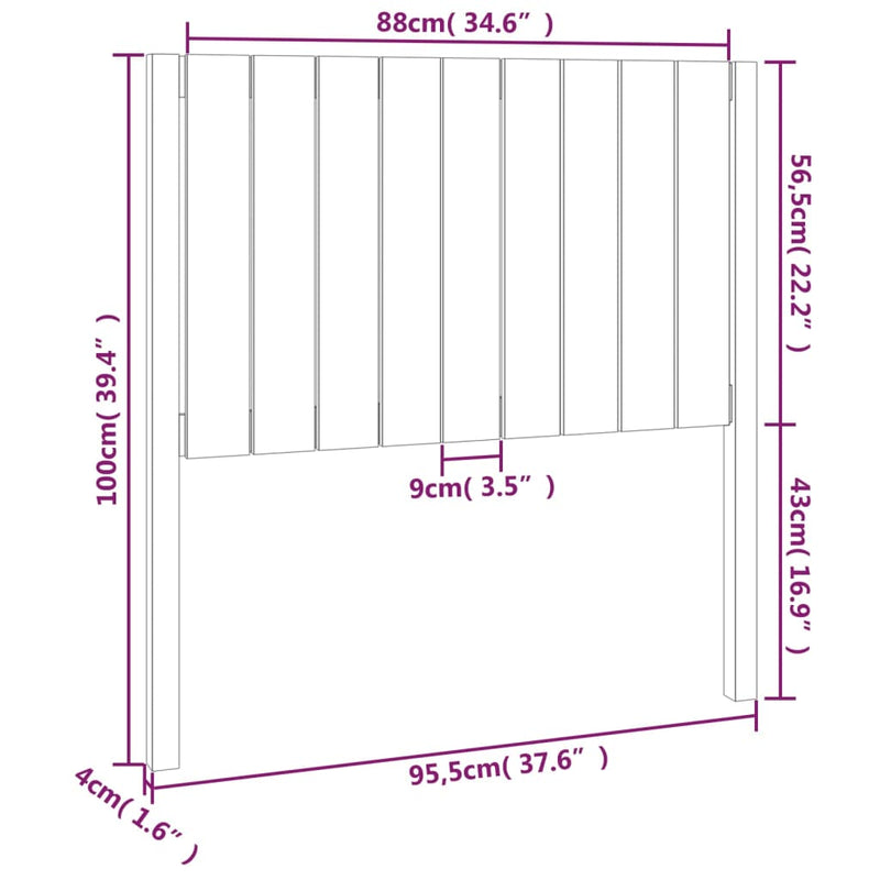 vidaXL szürke tömör fenyőfa ágyfejtámla 95,5 x 4 x 100 cm