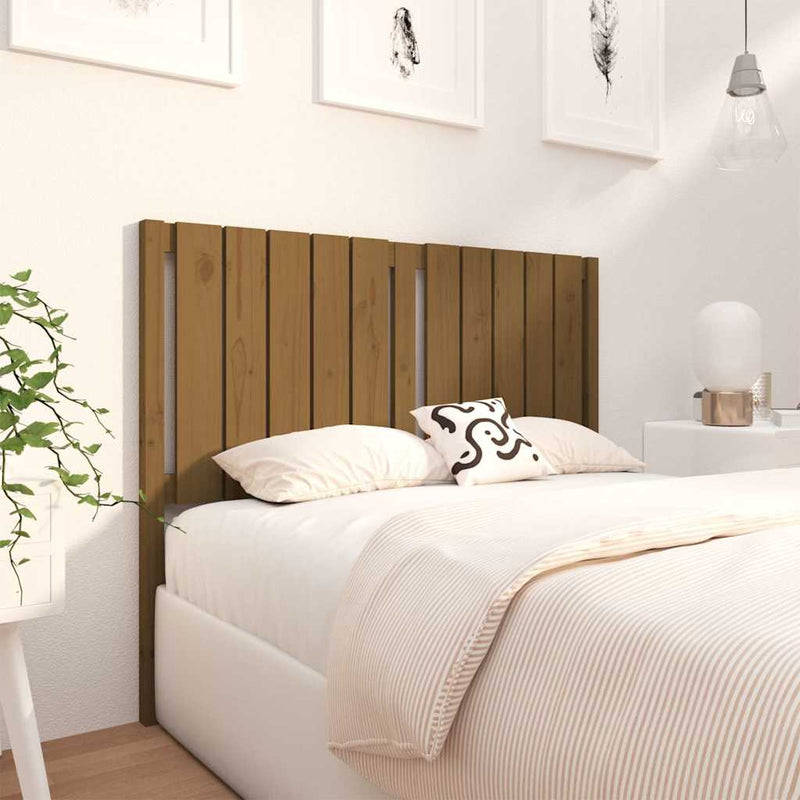 vidaXL mézbarna tömör fenyőfa ágyfejtámla 125,5x4x100 cm